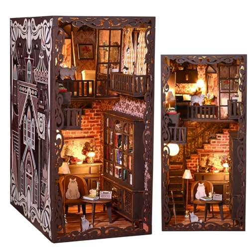 TOPBSFARNY 3D Holz Buchständer Puzzle DIY Buchhandlung Modellieren Gebäude Modell Holz Miniatur Shop Puppenhaus für Weihnachten und Neujahr Hochzeitsgeschenke von TOPBSFARNY
