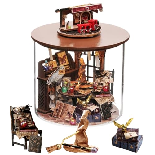 TOPBSFARNY 3D Stereoskopische Miniatur Puppenhaus Kit Montage Spielzeug DIY Modell Holzmöbel für Valentinstag Kreative Geschenke (Time Magic) von TOPBSFARNY