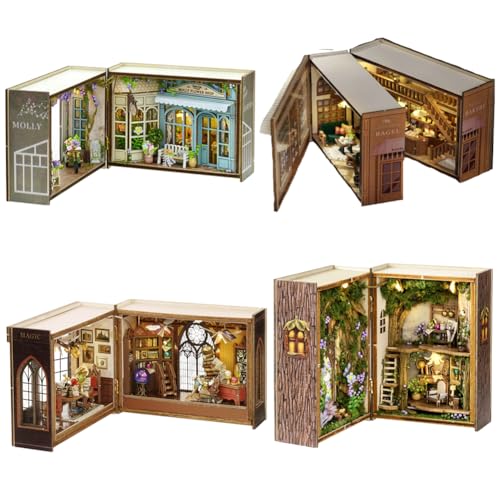 TOPBSFARNY 4 Stück DIY Miniatur Holz Puppenhaus Kit, 3D-Möbel und Raummodell kann Türen öffnen, kreative Geschenkidee für Valentinstag, Geburtstag TOPBSFARNY 4 Stück DIY Miniatur Holz Puppenhaus Kit, 3D-Möbel und Raummodell kann Türen öffnen, kreative Geschenkidee für Valentinstag, Geburtstag von TOPBSFARNY