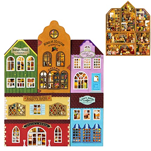TOPBSFARNY 6-teiliges DIY-Puppenhaus-Set, kreative Montage, Miniatur-Landschaft, Puppenhaus, Miniatur-Kollektion, 3D-Holzpuzzle für Weihnachtsspielzeug... (QH-6PCS) von TOPBSFARNY