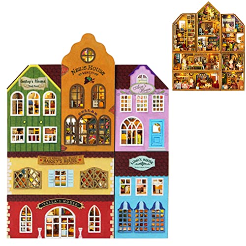 TOPBSFARNY 6-teiliges DIY-Puppenhaus-Set, kreative Montage, Miniatur-Landschaft, Puppenhaus, Mini-Welt-Serie, Miniatur-Kollektion, 3D-Holzpuzzle für Weihnachten, Spielzeug usw. (QH-6PCS) von TOPBSFARNY
