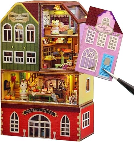 TOPBSFARNY 6PCS DIY Puppenhaus Kit Kreative Montage Miniatur Landschaft Puppenhaus Mini World Series Miniatur Sammlung 3D Holzpuzzle für Weihnachten Spielzeug… (ZQW-QH-4PCS) von TOPBSFARNY