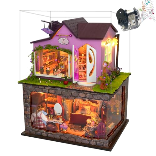 TOPBSFARNY Book Nook Kit Modell, Puppenhaus Miniatur mit Möbeln, DIY Haus Kit Kreativität Zimmer Geburtstagsgeschenk für Frauen und Mädchen (mit Staubschutz) von TOPBSFARNY