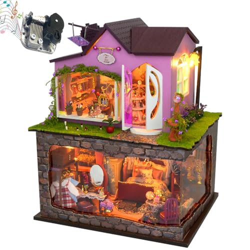 TOPBSFARNY Book Nook Kit Modell, Puppenhaus Miniatur mit Möbeln, DIY Haus Kit Kreativität Zimmer Geburtstagsgeschenk für Frauen und Mädchen (ohne Staubschutz) von TOPBSFARNY