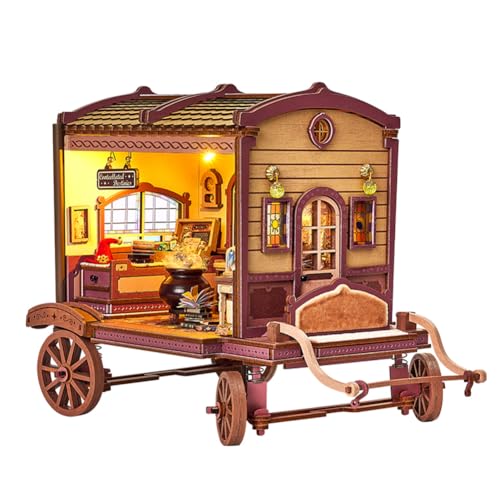 TOPBSFARNY DIY Book Nook Kit, 3D Puzzle DIY Miniaturhaus und bewegliche Kutsche Pädagogische Holzpuzzles für Erwachsene TOPBSFARNY DIY Book Nook Kit, 3D Puzzle DIY Miniaturhaus und bewegliche Kutsche Pädagogische Holzpuzzles für Erwachsene von TOPBSFARNY