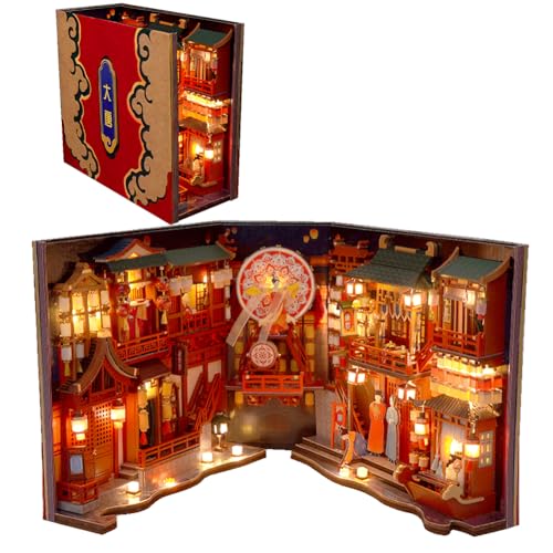 TOPBSFARNY DIY Book Nook Kit, 3D Holzpuzzle Regaleinschub, Miniatur-Set Mit Möbeln, Kreatives Handwerk für Sammlung und Dekoration von TOPBSFARNY