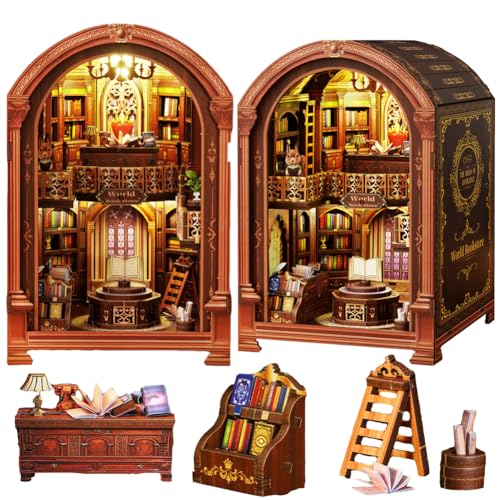 TOPBSFARNY DIY Book Nook Kit 3D Wooden Puzzle Miniature House Kit Handmade Bookstore Book Nook Kit for Creativity Halloween Birthday Gift (Buchladen) von TOPBSFARNY