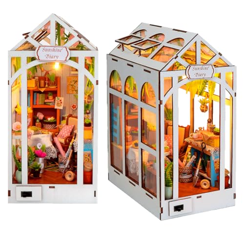 TOPBSFARNY DIY Book Nook Kit Sunshine Diary Miniature Dollhouse Kits for Adults, 3D Wooden Model House Kit with LED Bookshelf Decor, Gifts for Friend, Family von TOPBSFARNY