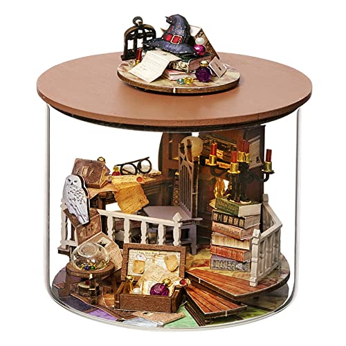 TOPBSFARNY DIY LED Lichter Miniatur Puppenhaus Kit Street Shop Puppenhaus Modell Holzmöbel für Valentinstag kreative Geschenke (Magic Hut) von TOPBSFARNY