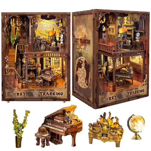 TOPBSFARNY DIY Miniatur Haus Kit, Book Nook Kit mit Staubschutz und Touch Lights Schalter, 3D Holzpuzzles für Erwachsene Haus Bauset Handgemachte Handwerk Geschenke für Geburtstag (Stil B) von TOPBSFARNY
