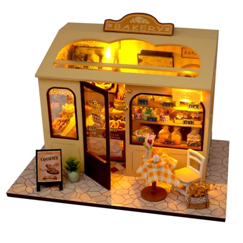 TOPBSFARNY DIY Miniatur Puppenhaus Kit Handgefertigte 3D Bäckerei Gebäude Modell Montage Miniatur Szene Spielzeug für Geburtstagsgeschenk von TOPBSFARNY