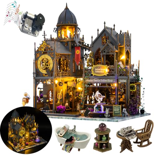 TOPBSFARNY DIY Miniatur-Puppenhaus-Set mit Möbeln, 3D-europäisches Vintage-Puppenhaus-Holzset, Holzhaus-Set, handgefertigt, Kreativität, Geburtstagsgeschenk (L2401) von TOPBSFARNY