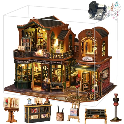 TOPBSFARNY DIY Miniaturhaus Bausatz mit Möbeln, LED-Beleuchtung, Holz Puppenhaus Set für Erwachsene, Geschenk (Mit Staubschutzhaube) von TOPBSFARNY