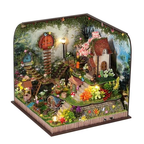 TOPBSFARNY DIY Puppenhaus Buch Nook Kit mit Musikbewegung Miniatur Puppenhaus Kit Bücherregal Dekor 3D Holzpuzzle Geschenke für Familie/Freunde von TOPBSFARNY