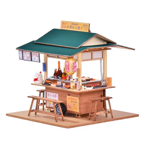 TOPBSFARNY DIY Puppenhaus Kit 3D Puzzle mit Licht Japanisches Modell Puzzle Holz Miniaturhäuser Mini Shop, DIY Haus Spielzeug Geschenke für Erwachsene von TOPBSFARNY