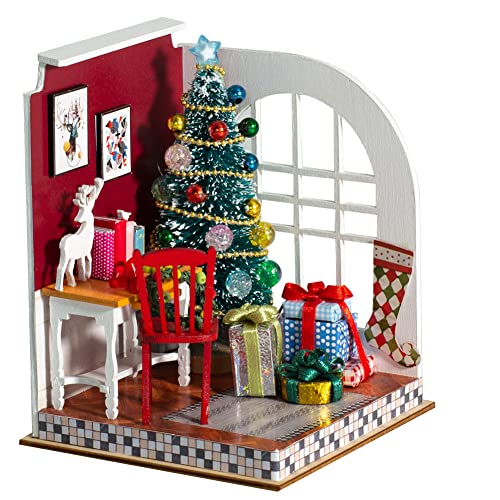 TOPBSFARNY Miniatur Puppenhaus mit Möbeln und LED-Lichtern, DIY Haus Modellbausatz Holz Puppenhaus 1:24 Maßstab Holz Handmade Gebäude Modell Puzzle Spielzeug (L2203) von TOPBSFARNY