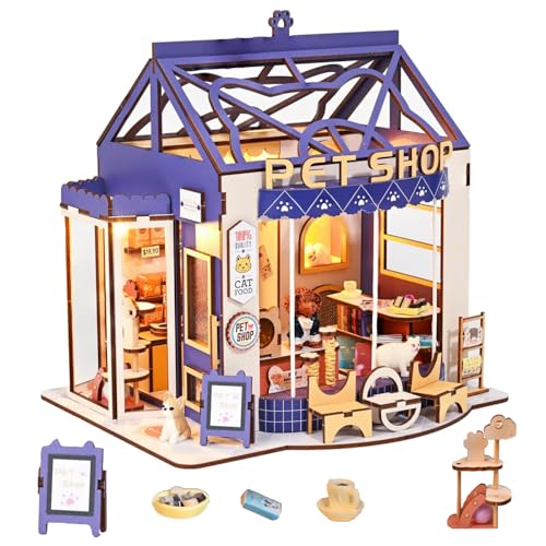 TOPBSFARNY Miniatur und Möbel Puppenhaus Kits, 3D Mini Holz Puppenhaus Handwerk Modell mit LED Kreative Raumidee für Freunde Geburtstagsgeschenk (Stil B) von TOPBSFARNY