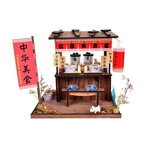 TOPBSFARNY Puppenhaus Miniatur mit Möbeln, Japanisch/Chinesisch DIY Holz Puppenhaus Kit, Handgefertigtes Gebäude Modell Haus für Geburtstag Geschenk (Ramen Shop) von TOPBSFARNY