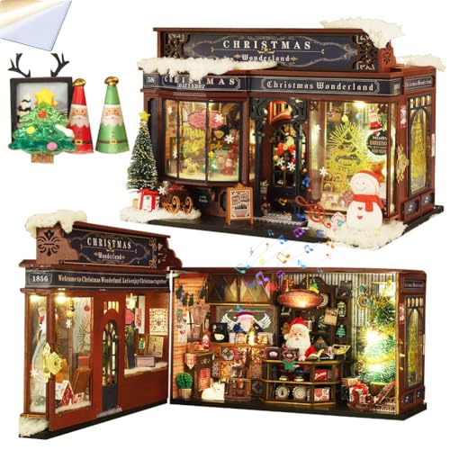 TOPBSFARNY Tiny House Kit Mit Musikbewegung - 3D Holz Puppenhaus Miniatur für Erwachsene, DIY Handwerk Modell Vintage Shop - Geburtstag Home Decor (Mit Staubschutz) von TOPBSFARNY