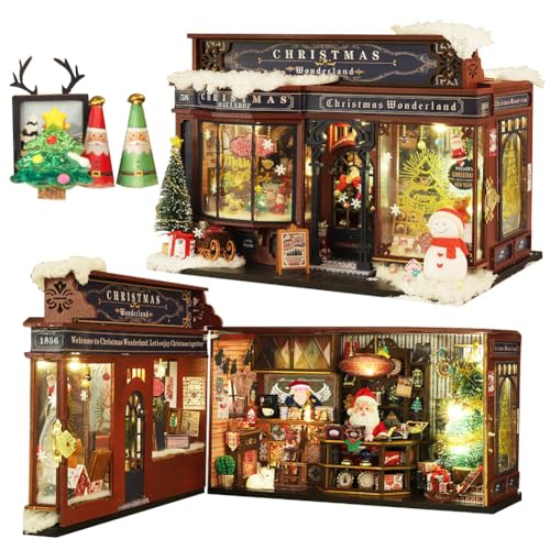 TOPBSFARNY Tiny House Kit mit Musikbewegung 3D Holz Puppenhaus Miniatur Kits für Erwachsene, DIY Holz Handwerk Puppenhaus Modell Vintage Shop Kits Geburtstag Home Decor (Ohne Staubschutz) von TOPBSFARNY
