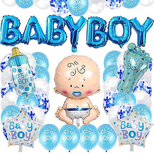 TOPHOPE Baby Shower Dekoratione Jungen, Baby Dusche Party Deko,Babyparty Deko, Baby-Folienballon für Mama Sein Geschlecht offenbaren Party Mehrweg Blau von TOPHOPE