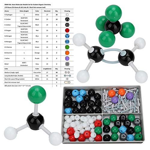 179-teiliges Molekularmodell-Set für Organische Chemie für Schüler und Lehrer, Kit für Anorganische Organische Strukturen für Lehrerschüler mit Kugelmodell, Atom-Link-Modell-Set von TOPINCN