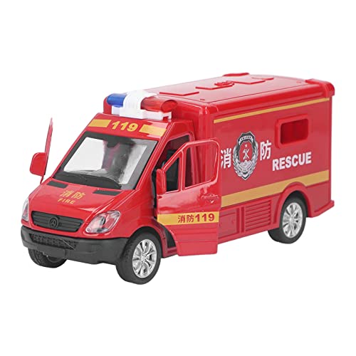 Feuerwehrauto -Simulationsauto -Modell Haltbarer Leichtmetallkopf -Pull -Back -Spielzeug, Realistisches Erscheinungsbild mit Leuchtenden Farben, Ideal für Sammlungen, Ideale Schreibtischdekoration, von TOPINCN