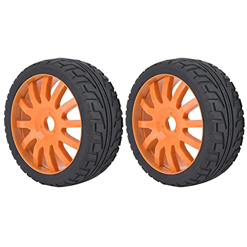 RC-Gummireifen, einfache Installation, 2 Stück, Perfekter Ersatz, breite RC-Reifen, ABS-Felge für 1/8 On Road Racing RC Car(Orange) von TOPINCN