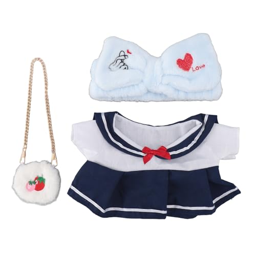 TOPINCN 12 Zoll Plüschpuppenkleidung Set, DIY Niedliche Plüschpuppenkleidung für Rollenspiele Vorschulzentren, Puppen -Outfit -Accessoires mit Handtasche und Haarband für Mädchen (Herzstirnband) von TOPINCN