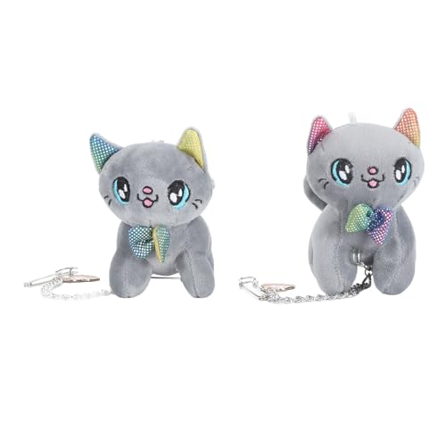TOPINCN 2 Pack Weichgefüllte Beutel Anhänger Süßer Tierschlüsselkette, Leicht und Tragbar, PP -Baumwollplüschkatze -Schlüsselbär für Reisen, Camping, Handtasche, Rucksack (Katze) von TOPINCN