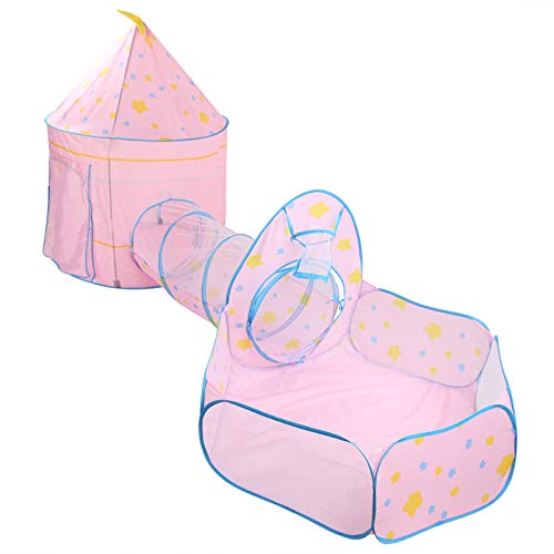 TOPINCN 3PC Baby Zelt Kid Crowling Tunnel -Spiele für Indoor -Abenteuerspiel, Geeignet für 3 Jahre und Oben, mit Ballpool und Aufbewahrungstasche (PINK) von TOPINCN