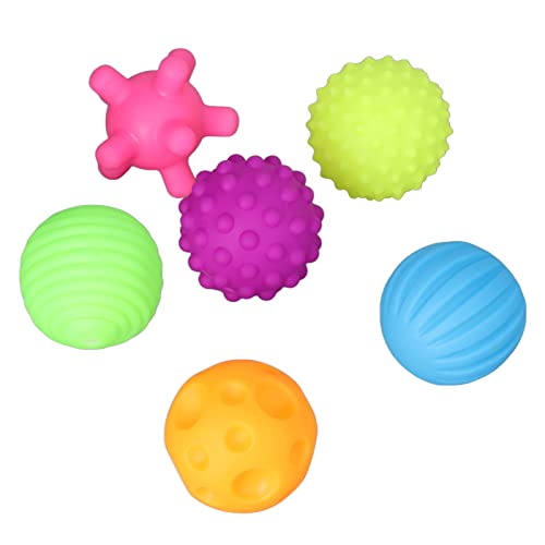 TOPINCN 6PCS Baby Soft Textured Sensory Ball Set für Grifftraining, Interaktion zwischen Elternkind, Quietschen, Geeignet für Heim und Strand, aus Kunststoffmaterial Geeignet (Color) von TOPINCN