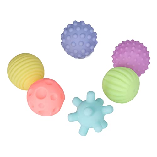 TOPINCN 6PCS Baby Soft Textured Sensory Ball Set für Grifftraining, Interaktion zwischen Elternkind, Quietschen, Geeignet für Heim und Strand, aus Kunststoffmaterial Geeignet (warme Farbe) von TOPINCN