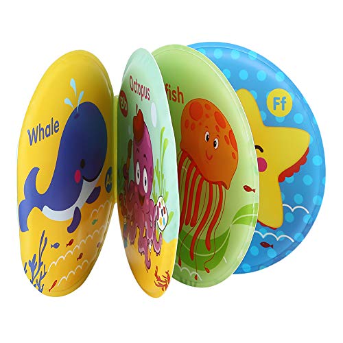 TOPINCN Baby Badbuch Tränenproof Wasserspielzeug für Intelligenzentwicklung, Duschgeschenk für Säugling, Langlebiges Eva -Material, Zoo/Meer/Zahlenmuster (Ozean) von TOPINCN