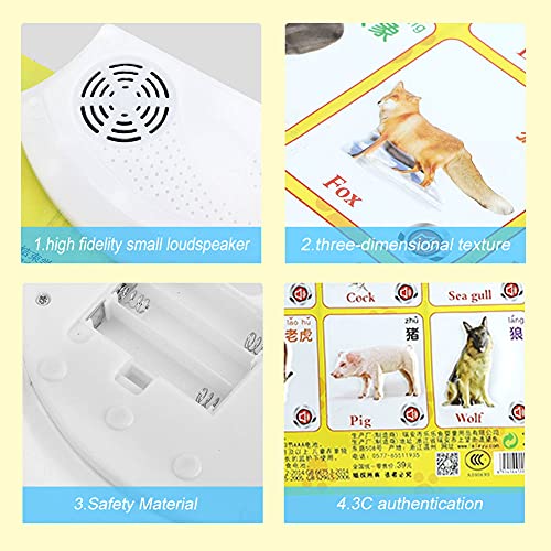 TOPINCN Baby -Lernstall -Wand Diagramm Sicheres Material Zweisprachiger Sprache Spielzeug für Englisch Chinesisch Früchte Gemüse Tiere Zahlen Buchstaben 22.64*16.14in (Tier) von TOPINCN