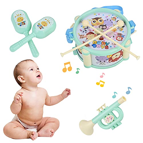 TOPINCN Bildungsmusikinstrumente Set von Farbenfrohen Spielzeugen Sand für Trompete für , Trainingskapazität und Entwicklung für über 18 Monate, Pink / Grün, 5% (Green) von TOPINCN