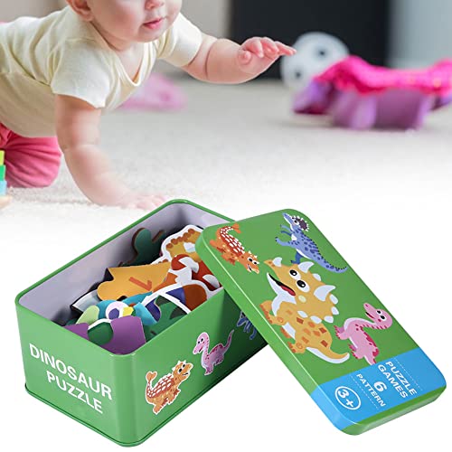 TOPINCN Eisenbox -Puzzlespielzeug für, Lernendes Holzlernset mit Einem Niedlichen Cartoon -Design, Angepasst an über 3 Jahre Alt, Beinhaltet Meerestiere/Dinosaurier/Fauna (Dinosaurierfamilie) von TOPINCN