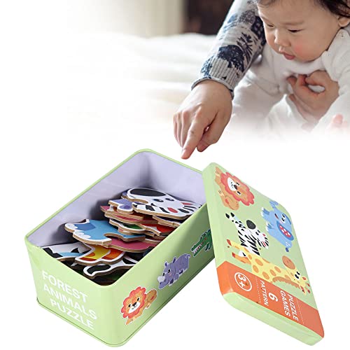 TOPINCN Eisenbox -Puzzlespielzeug für, Lernendes Holzlernset mit Einem Niedlichen Cartoon -Design, Angepasst an über 3 Jahre Alt, Beinhaltet Meerestiere/Dinosaurier/Fauna (Wild) von TOPINCN