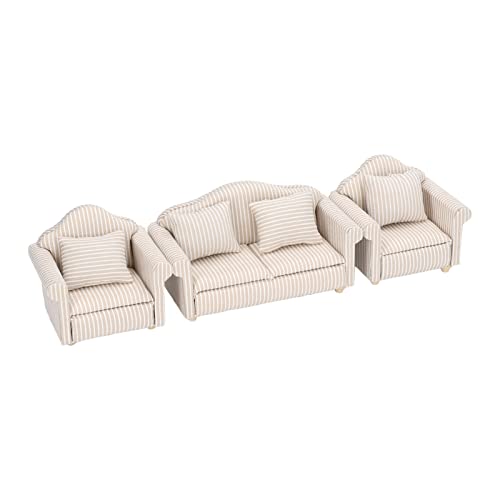 TOPINCN Handgefertigte Miniaturpuppenhaus -Sofa, Hochsimulationsdesign mit Synthetischer Faserfüllung, für 1:12 Puppenhausdekoration von TOPINCN