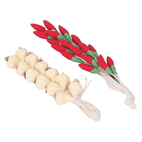 TOPINCN Haus der Puppen in Umweltkompatiblen Harzharzvetagierbar-Knoblauch-Knoblauch-Knoblauch auf Einem Miniaturchili-Pfeffer Zur Dekoration des Hauses der Puppen für und Freunde von TOPINCN