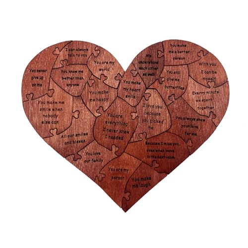 TOPINCN Hölzernes Herz Puzzle Valentinstag Liebe Herzform Jigsäge mit Kiste für Hochzeitstag Liebhaber Geburtstagsgeschenke für Erwachsene und, Mutter, von TOPINCN