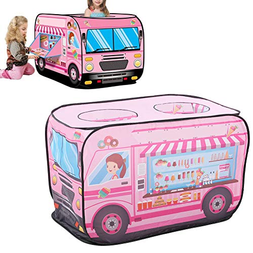TOPINCN Ice Cream Truck Faltbares Zelt Atmungsable Tragbares Spielhaus für Polyester Stoff Feuerwehrlaste Spiel Zelt (Eiswagen) von TOPINCN