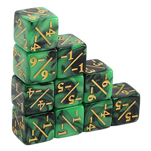 TOPINCN Mathematische Operation Educational Acrylwürfel Set, 10pcs 6 Seiten Würfel für Spiele, Klare Anzahl Mathematischer Unterrichtswürfel für (Grün Schwarz) von TOPINCN
