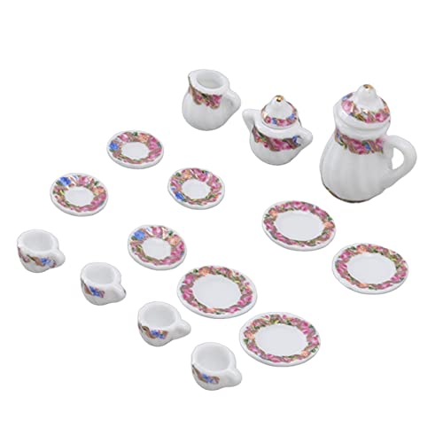 TOPINCN Mini Dollhouse Tea Set Lifelicy Ceramic Miniatures Küchenzubehör für Niedliche Puppen, Feriengeschenke für Weihnachten Neujahr, 15 Stcs Miniatur -Teetassen Set für Puppenhaus, Sicheres und (A) TOPINCN Mini Dollhouse Tea Set Lifelicy Ceramic Miniatures Küchenzubehör für Niedliche Puppen, Feriengeschenke für Weihnachten Neujahr, 15 Stcs Miniatur -Teetassen Set für Puppenhaus, Sicheres und (A) von TOPINCN
