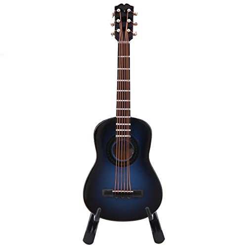 TOPINCN Miniatur -Holzgitarre, Musikinstrumentendekor, Desktop -Gitarren -Display, Handgefertigtes Musikverzierwerk mit Stand & Storage Box für Puppenhauszubehör Modell Home Home (10 cm) von TOPINCN
