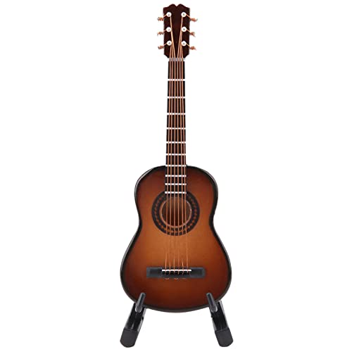 TOPINCN Miniatur -Holzgitarre, Musikinstrumentendekor, Desktop -Gitarren -Display, Handgefertigtes Musikverzierwerk mit Stand & Storage Box für Puppenhauszubehör Modell Home Home (10 cm) von TOPINCN