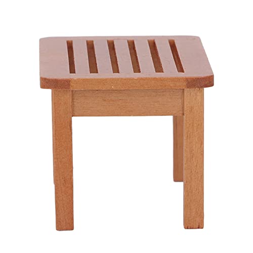 TOPINCN Miniaturleben Heimbank Exquisite Dekoration 1:12 Outdoor Hocker Haus (Kastanie) von TOPINCN