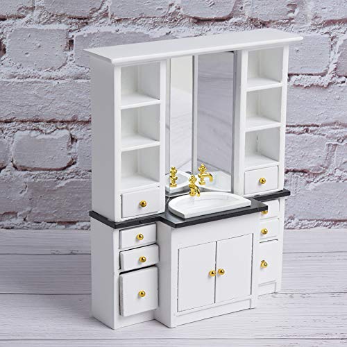 TOPINCN Miniaturmöbel in Weißen Holzwänden Mini Gabinet (White) von TOPINCN