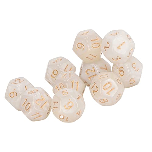 TOPINCN Multi-Color 12-Sided Dice Set Fine Workmanship Game Dice for Teaching, 40 Prozent für Interaktive Spiele und Freizeitaktivitäten (White) von TOPINCN