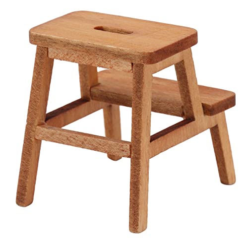 TOPINCN Puppenhaus Miniaturhocker Exquisit Lebend 2 Schritte Leicht Leicht für DIY -Enthusiasten Birch Wood 1:12 Puppenhaus Küche/Wohnzimmerdekoration (Holzfarbe) von TOPINCN